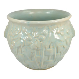 McCoy 1930s Art Pottery Green Basket Weave And Berries Jardiniere Planter 38 - Picture 1 of 6