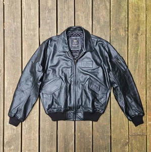 Alpha Industries CWU 45/P Leather Flight Bomber Jacket Black Size XXL - Picture 1 of 21