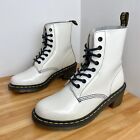Dr Martens Size 6 UK White Patent Doc Clemency Boots Leather Heel Heeled Wedding