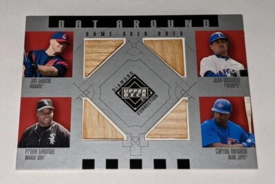 2002 UD Diamond Connection Bat Around Frank Thomas Thome Delgado Quad Game Used - Image 1 of 2