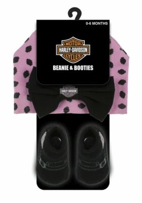 HARLEY-DAVIDSON LICENSED Harley-Davidson Baby Girl Beanie & Bootie 2er-Set SGI-7000881 Rosa/Schwarz