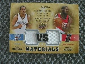 2009/10 Upper Deck VS juego usado T.Sefolosha VS M.Webster Thunder/Trail Blazers - Imagen 1 de 2