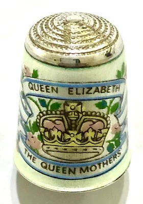 Vintage Sterling Silver Thimble James Swann Queen Mother’s Birthday 1985 Crown - Image 1 of 4