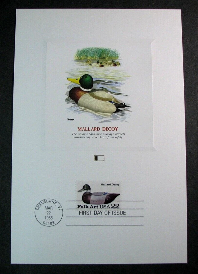 US Stamp FDC Scott# 2139 Mallard-Duck Decoy Proof Card 1985 Used H315 - Image 1 of 1
