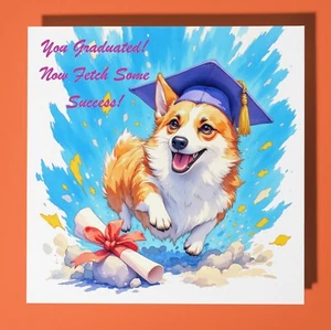 Corgi dog - Graduation Card Personalised Dog card - Son Sister Daughter friend - Picture 1 of 10