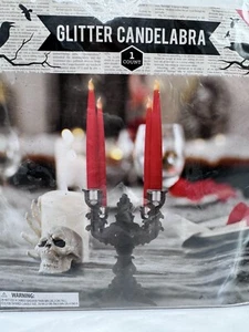Halloween Glitter Candelabra Pair Target 2016 Black Gothic Unopened Candlesticks - Picture 1 of 5