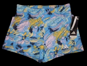 Adidas AEROREADY Printed Shorts Blue 421 Girls Size Med 10-12 NWT - Picture 1 of 4
