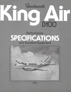 Aircraft Brochure - Beechcraft - King Air B100 Specs Pricing 1978 2 item (B768) - Picture 1 of 2