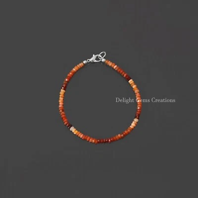 Pulsera de cuentas de ópalo de fuego mexicano natural, pulsera de cuentas de rondelle facetadas de 3,5 mm Foto 1 de 4
