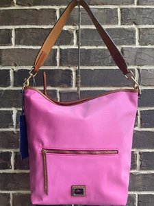 NWT $198 DOONEY AND BOURKE Nylon Hobo Shoulder Tote Pink Brown - Picture 1 of 5