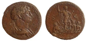Trajan. 98-117 AD. Æ Sestertius, Struck 116-117 AD. Final issue. Very Rare. - Picture 1 of 1