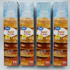 Lot 4 Great Value Bread Clothing Bags 1 Gallon W/Twist Ties 100 Count 10" X 14" - Picture 1 of 5