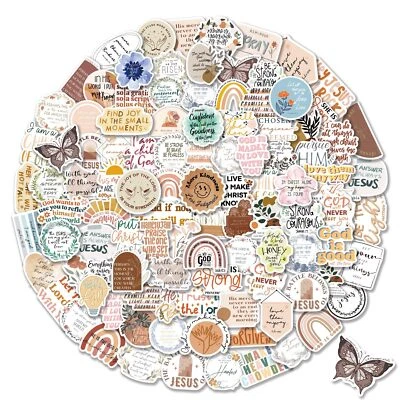 100 pegatinas cristianas con versículos bíblicos de Jesús para botellas Foto 1 de 4