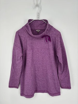 T by Talbots Sweatshirt Womens M Purple Striped Pullover Cozy Soft - Image 1 of 4