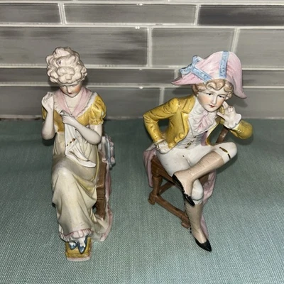 Antigua pareja sentada victoriana rara Grafenthal 1885 porcelana 10076 Foto 1 de 4