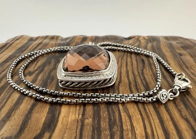 Ожерелье David Yurman 20 мм с альбионом морганитом и бриллиантами чистое серебро - Изображение 1 из 4