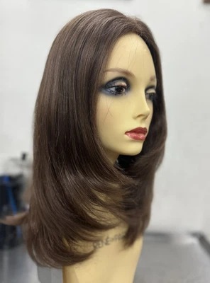 BRITNEY WIG Louis Ferre 12/8 Shades of Med Brown Monofilament Top BEST SELLER - Image 1 of 4