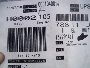 INTERNATIONAL WIRING BODY LOCK P/N 1677914C1 - Picture 1 of 2