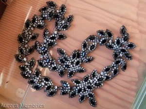 Vtg Designer Massive RUNWAY Black Clear Marquis Rhinestone Formal Bridal Neckla - Picture 1 of 1