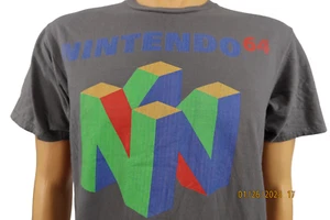 Vintage Nintendo 64 Logo Gamer Gaming Gray T Shirt M - Picture 1 of 4