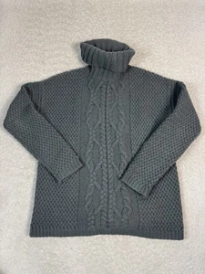 Garnet Hill Womens Cable Knit Turtleneck Pullover Sweater Cashmere Gray XS - Picture 1 of 6