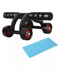 4 Wheel Abs Roller Core Exercise Strength Training Push Up Bar - Picture 1 of 6