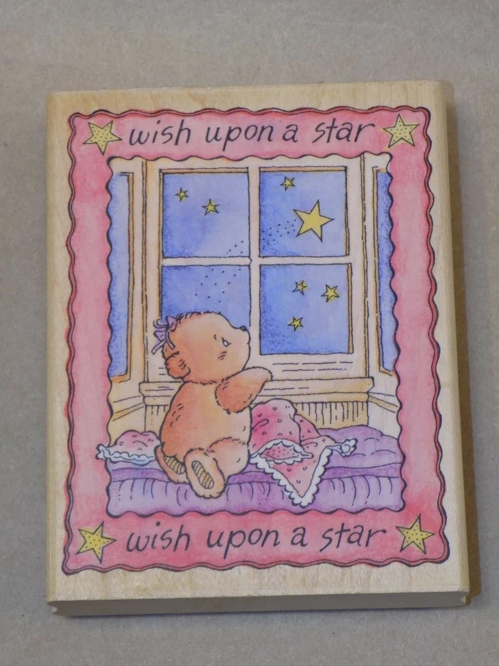 Sello de goma Wish Upon A Star Estampida de goma Deseo del bebé Oso de peluche Manta del cielo Foto 1 de 2