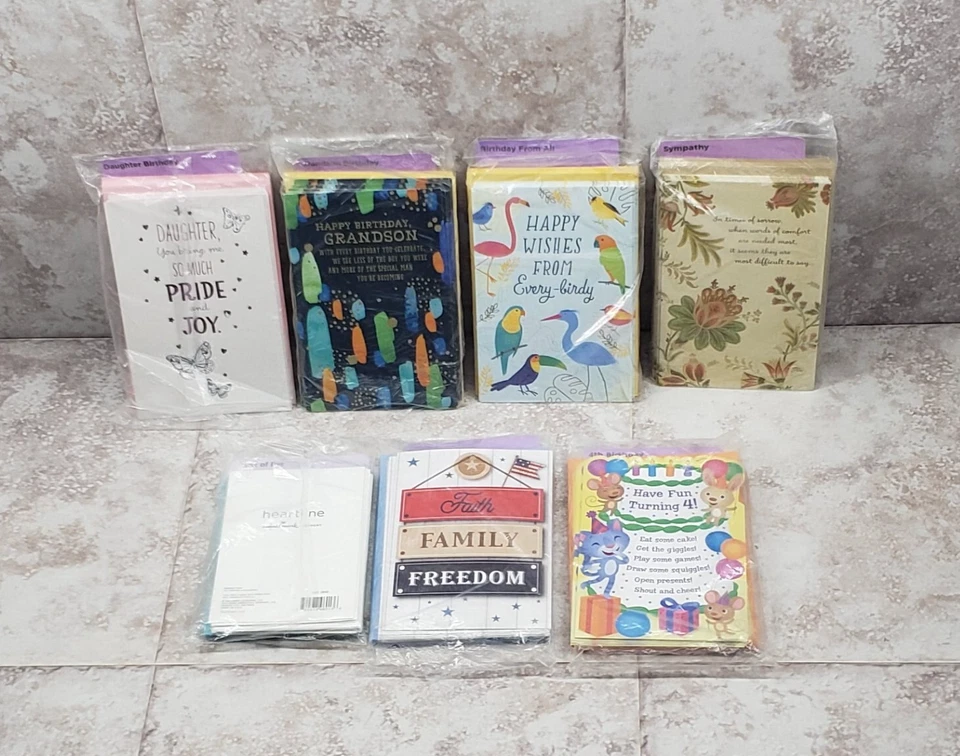 Assorted Greeting Cards Multipack Birthday Sympathy Military Pet with Envelopes - Image 1 of 4