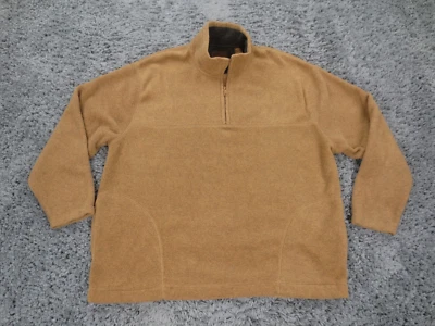 St. John's Bay Jacket Men Medium Brown Polyester Fleece 1/4 Zip Mock Neck Pocket - Image 1 of 4