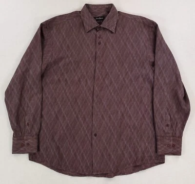 Jhane Barnes Classic Fit Purple Button Down Shirt Patterned Mens XXL - Image 1 of 4