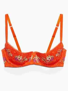 SAVAGE FENTY NWT ORANGE FLORAL & LACE DOLLED UP QUARTER BRA SIZE 44DDD - Picture 1 of 4