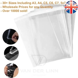VDL CLEAR CELLOPHANE BAG SELF SEAL FOR CARDS SWEET CELLO GIFT A3 A4 C5 C6 C7 5X7 - Picture 1 of 41