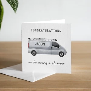 Nueva tarjeta de plomero personalizada hecha a mano nueva tarjeta de trabajo recién calificada - Imagen 1 de 3