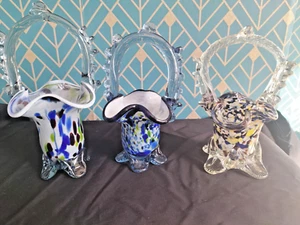 3 vasi posy cesto vetro artistico soffiato a mano multicolore Murano vintage - Foto 1 di 6