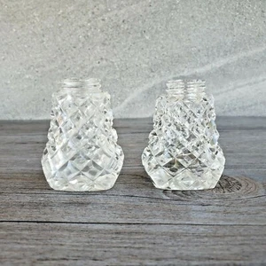 Diamond Quilt Pressed and Cut Glass Salt and Pepper Shakers NO LIDS Antique - Picture 1 of 5