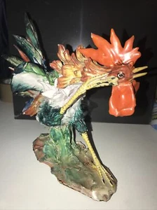 Vintage ROOSTER Figurine Made In Italy CARBET Signed 963/1 Gorgeous Color/Detail - Picture 1 of 12