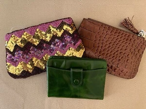 PRETTY PERSUASIONS GREEN WALLET, BLEND LADY COIN PURSE, SEQUIN CLUTCH - Picture 1 of 10