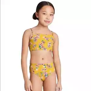 Art Class Girls Two Piece Yellow Floral Bikini UPF 50+ Large 10/12 NWT - Picture 1 of 8