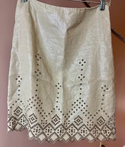 Tory Burch women's pencil skirt size 4 light shimmer zip back linen - Picture 1 of 3