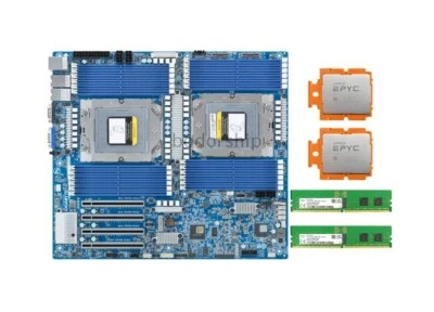 Gigabyte MZ73-LM0（rev. 2.0) Motherboard With 2x AMD EPYC 9374F CPU 32GB DDR5 RAM - Image 1 of 4