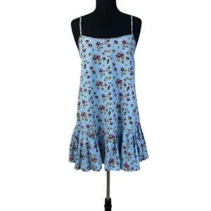 Urban Outfitters Camille Mini Dress S Blue Sleeveless Floral  NWT - Picture 1 of 10