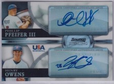 2010 Bowman Sterling USA Dual Autographs #BSDA2 Phillip Pfeifer/Henry Owens 