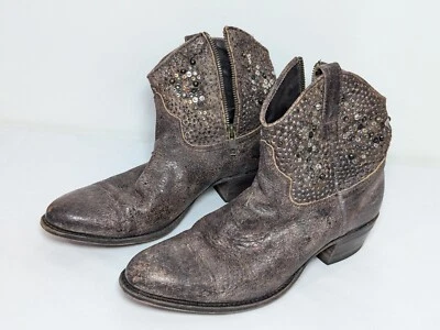 FRYE Deborah Studded Distressed Leather Short Western Bootie Womens Boots Size 9 - Image 1 of 4