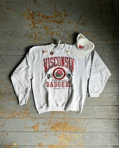 Vintage Wisconsin UW 1994 Rose Bowl NOS Starter Snapback & Galt Sand Sweatshirt - Picture 1 of 12