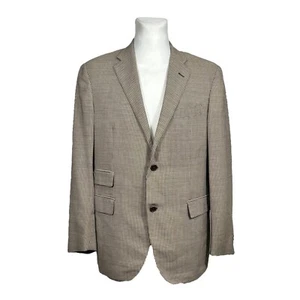 Caruso Wool Mohair Brown White Check Blazer Jacket Men's Size 52 - Picture 1 of 8