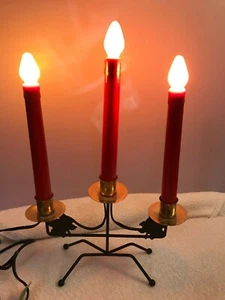 Vintage Christmas tabletop 3 light drip candleabra metal stand gold base CH6878 - Picture 1 of 10