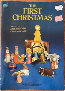 Vintage Unused Golden The First Christmas 1982 Nativity Scene Book Punch & Fold - Picture 1 of 5