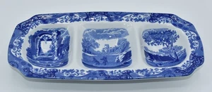 Spode Blue Italian 3 Compartment Condiment Dish 32.5cm x 15cm - Picture 1 of 6