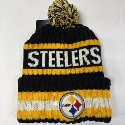 NFL 47 MARCA PITTSBURGH STEELERS Hombre Puño POM BALL Gorro Tejido Foto 1 de 3
