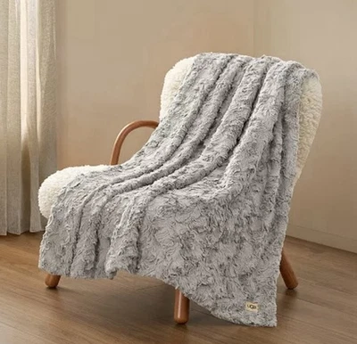 UGG Adalee Faux Fur Throw, 50 in x 70 in, Grey, Soft And Comfortable, Machine Wa - image 1 of 4